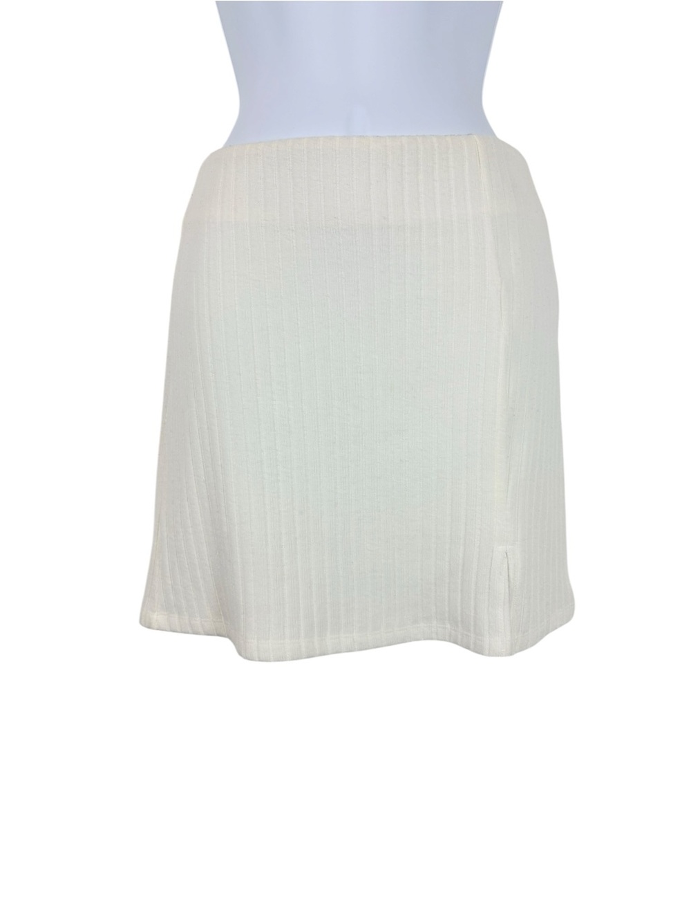 Princess Polly White Ribbed Mini Skirt Side Slit Bodycon Size US 4